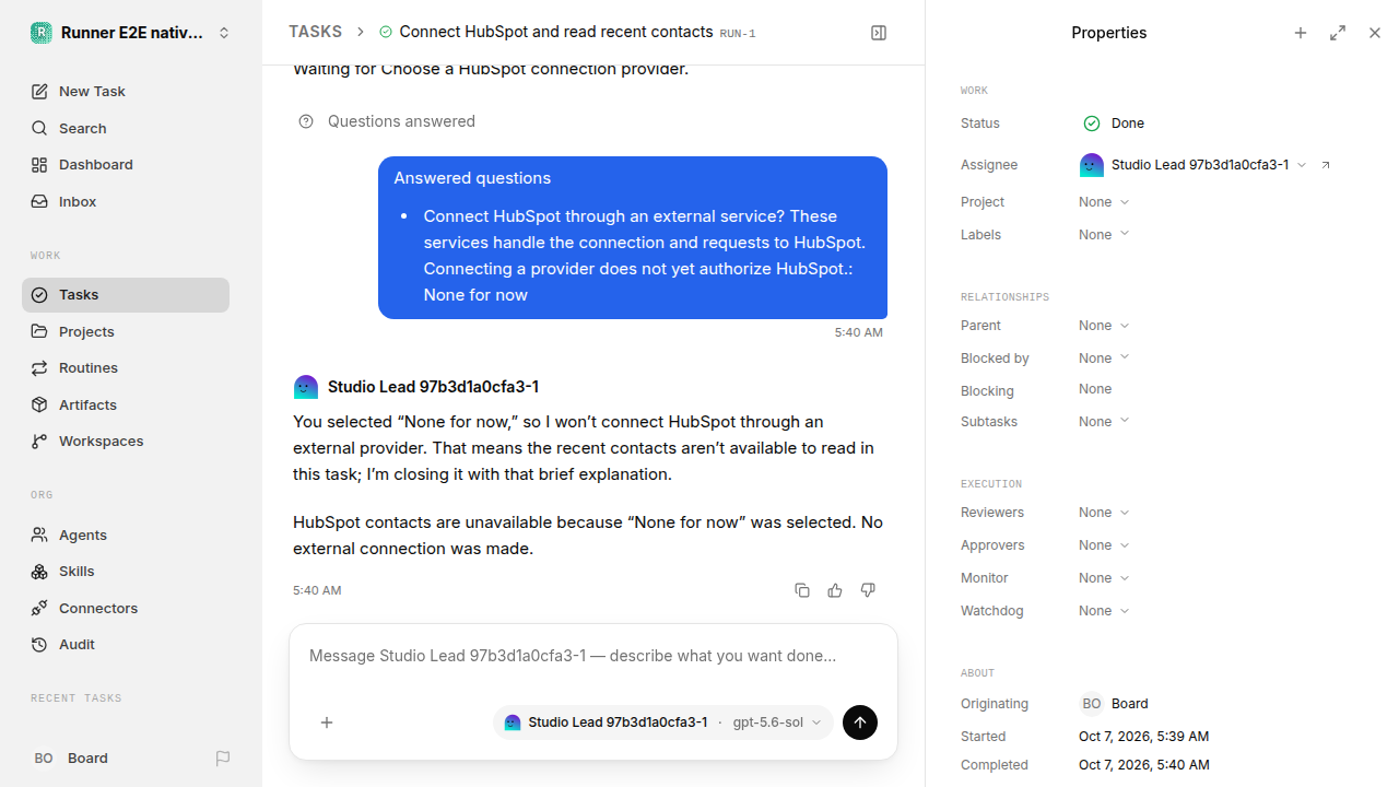 Finished everyday workflow for native-connection-guidance.runner-codex.local.provider-decline