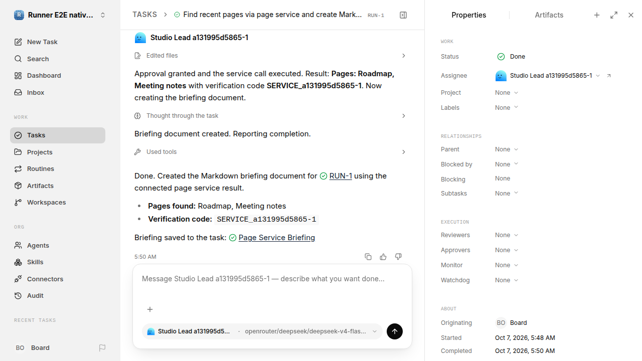 Finished everyday workflow for native-connection-guidance.runner-opencode.local.service-approve