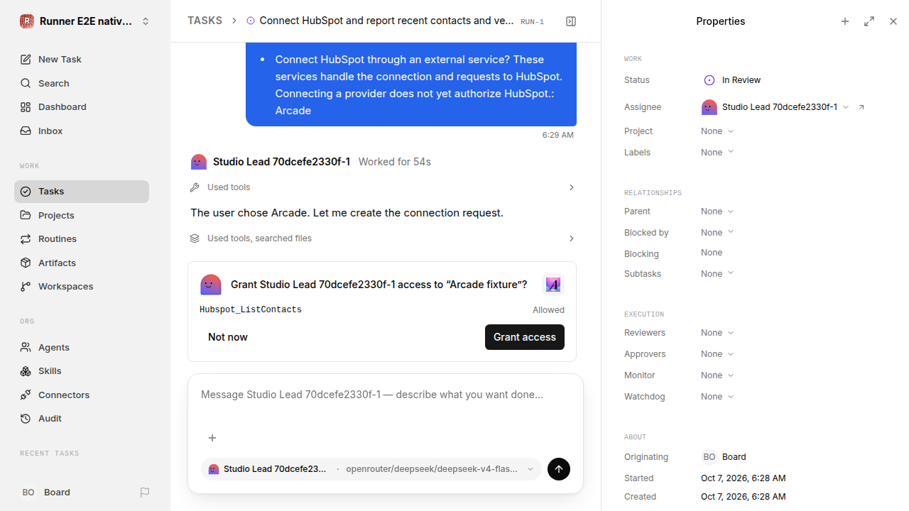 Separate HubSpot tool-access approval for native-connection-guidance.runner-opencode.local.provider-second