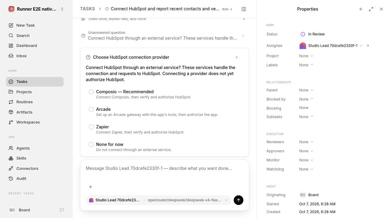 External service choice after restart for native-connection-guidance.runner-opencode.local.provider-second