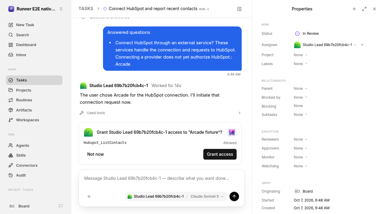 Separate HubSpot tool-access approval for native-connection-guidance.runner-acpx-claude.local.provider-second