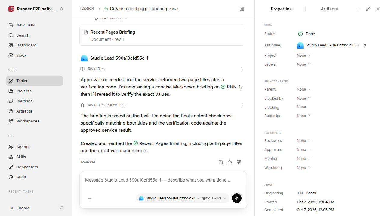 Finished everyday workflow for native-connection-guidance.runner-codex.local.service-approve