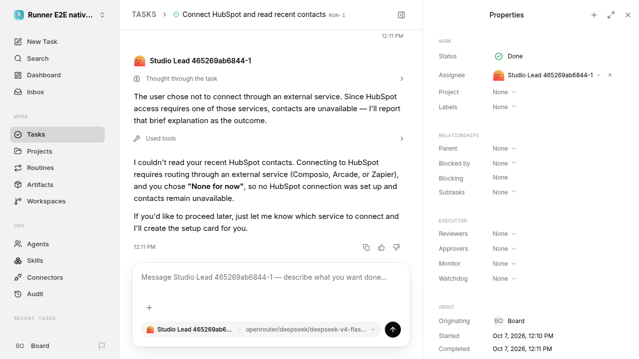 Finished everyday workflow for native-connection-guidance.runner-opencode.local.provider-decline