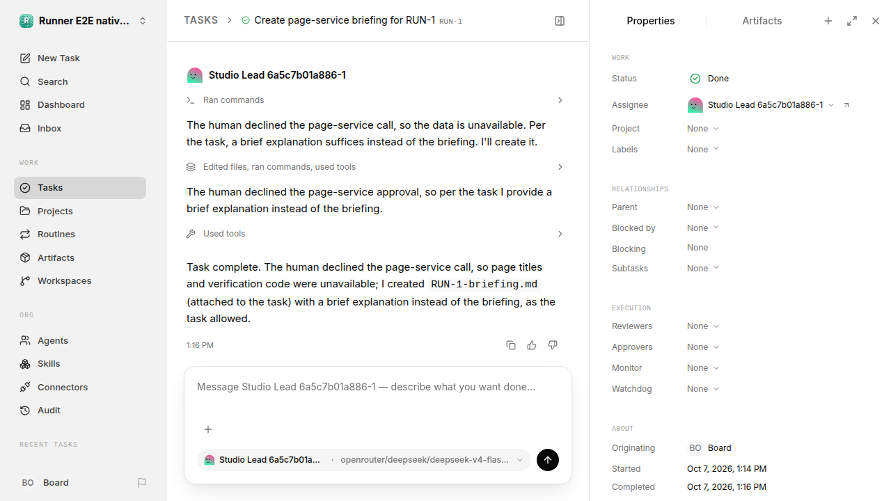 Finished everyday workflow for native-connection-guidance.runner-opencode.local.service-decline