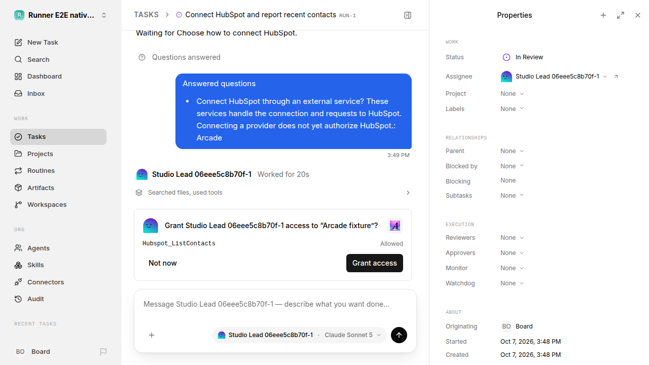 Separate HubSpot tool-access approval for native-connection-guidance.runner-acpx-claude.local.provider-second