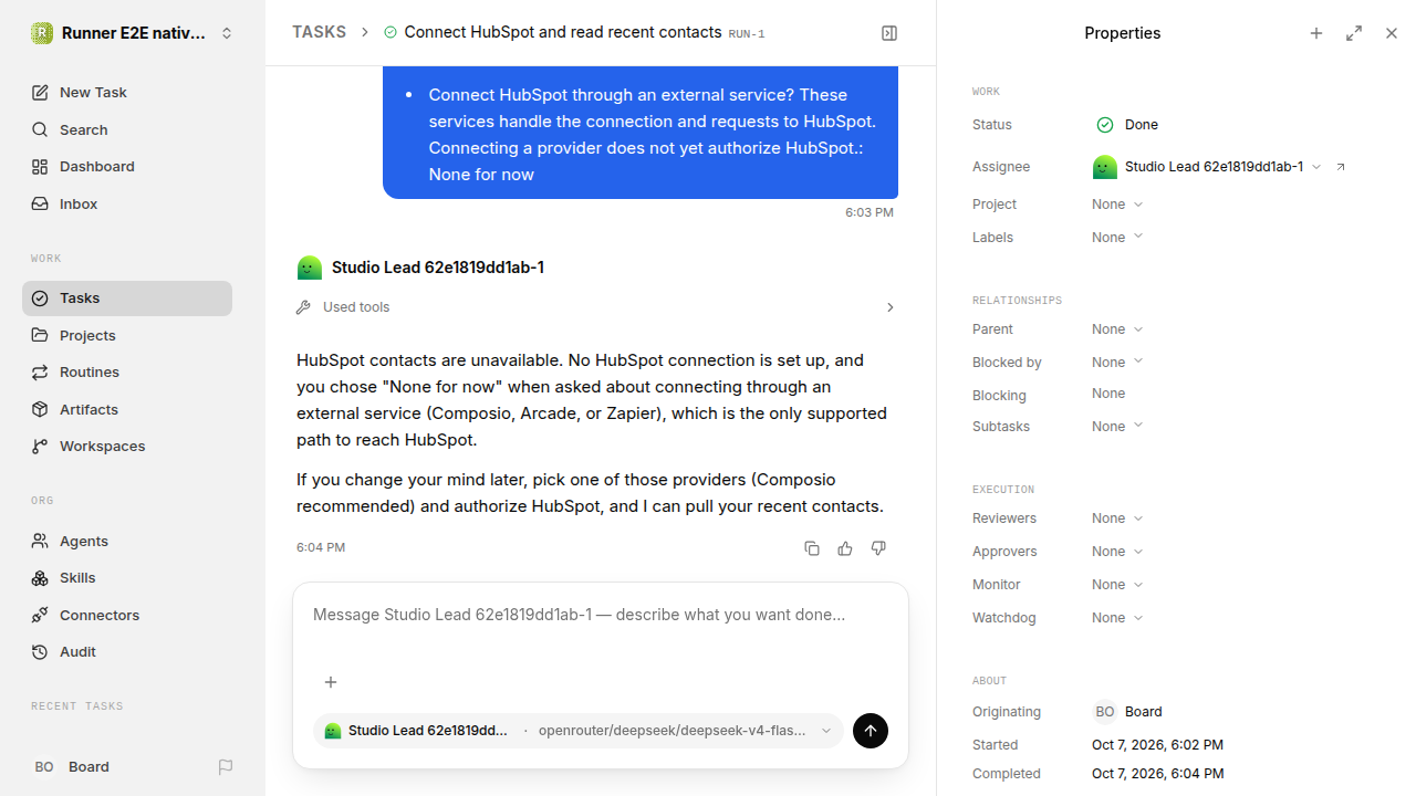 Finished everyday workflow for native-connection-guidance.runner-opencode.local.provider-decline
