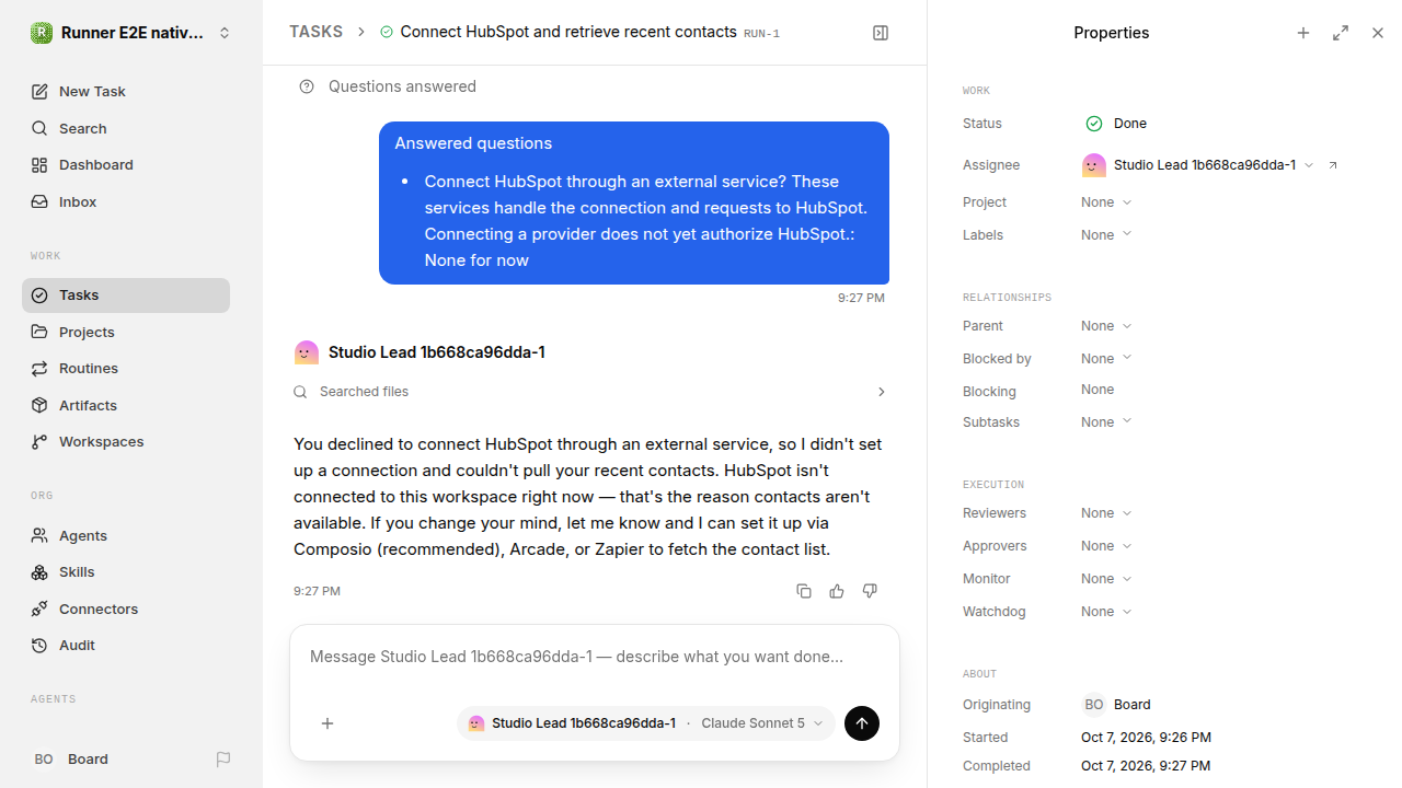 Finished everyday workflow for native-connection-guidance.runner-acpx-claude.local.provider-decline