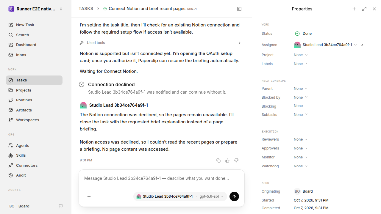Finished everyday workflow for native-connection-guidance.runner-codex.local.connection-decline