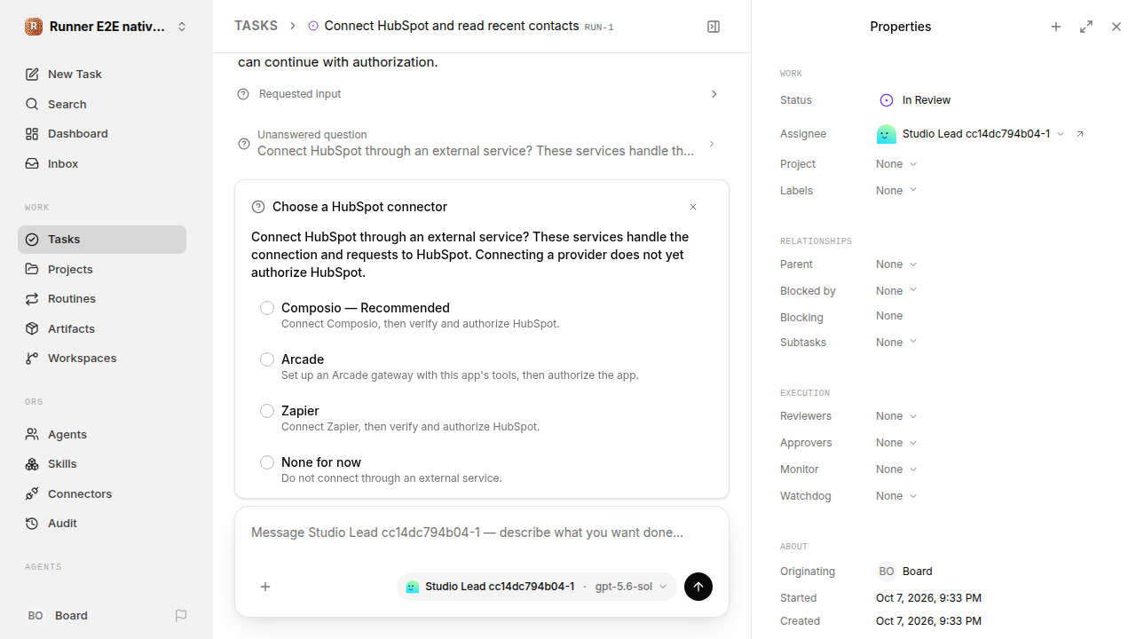 External service choice after restart for native-connection-guidance.runner-codex.local.provider-decline