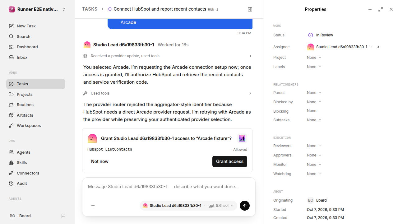 Separate HubSpot tool-access approval for native-connection-guidance.runner-codex.local.provider-second