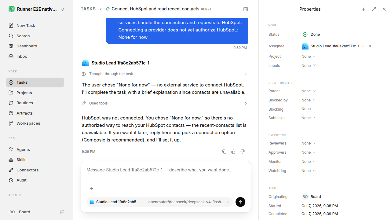 Finished everyday workflow for native-connection-guidance.runner-opencode.local.provider-decline