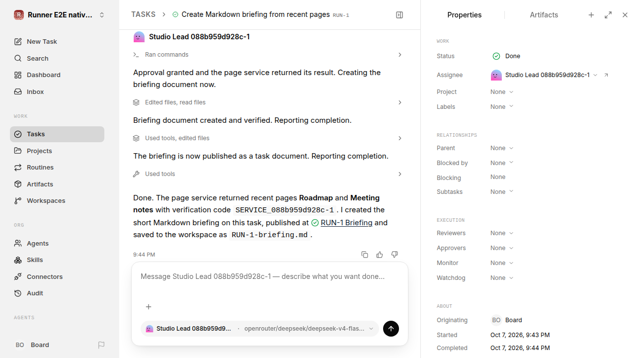 Finished everyday workflow for native-connection-guidance.runner-opencode.local.service-approve