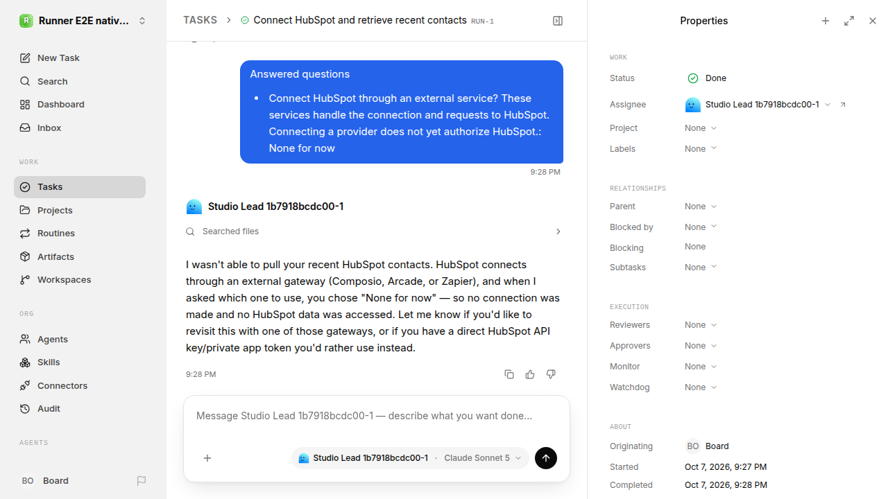 Finished everyday workflow for native-connection-guidance.runner-acpx-claude.local.provider-decline