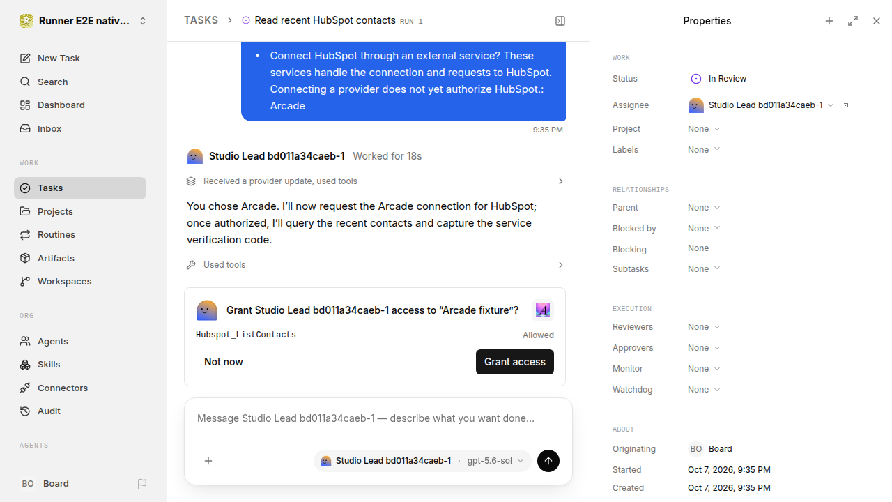 Separate HubSpot tool-access approval for native-connection-guidance.runner-codex.local.provider-second