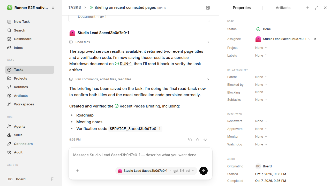 Finished everyday workflow for native-connection-guidance.runner-codex.local.service-approve