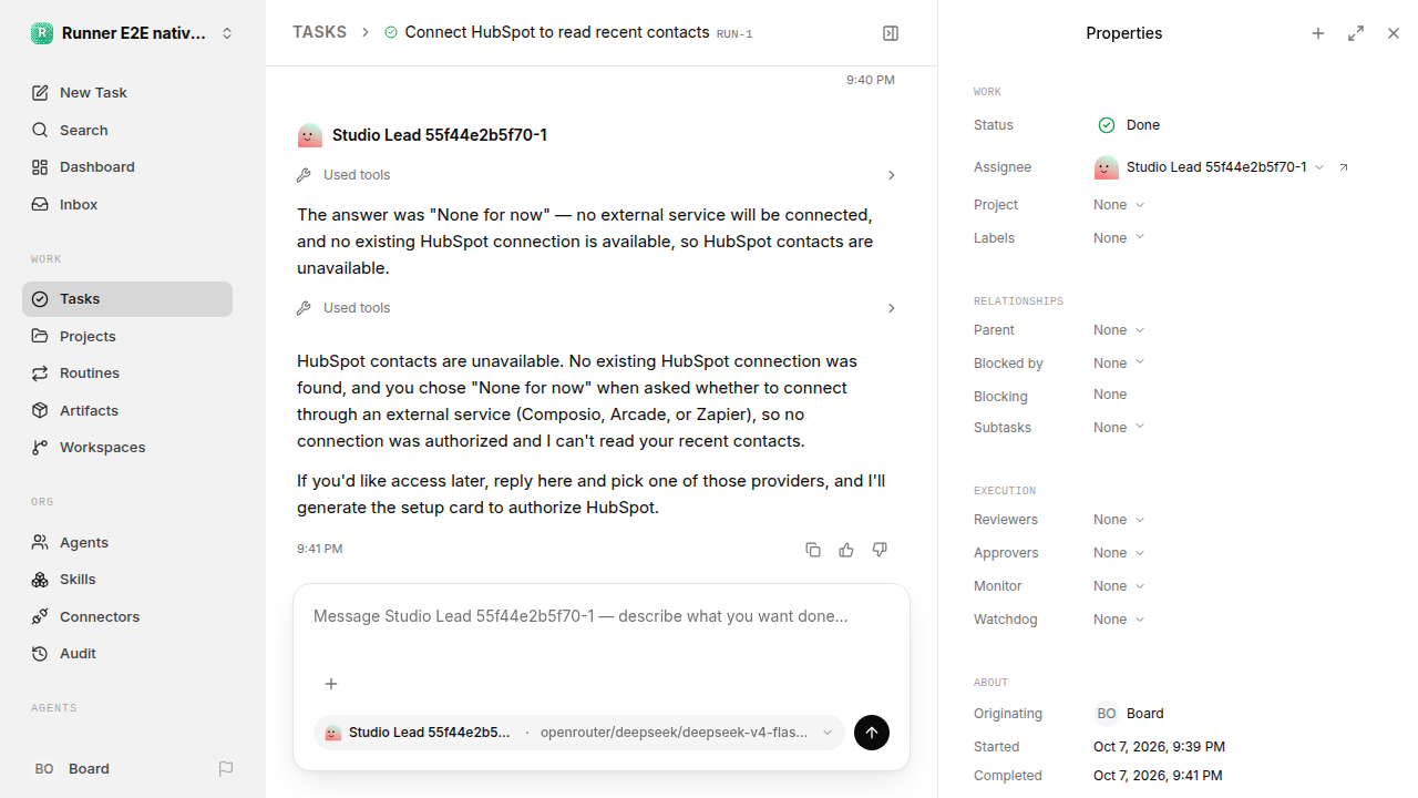 Finished everyday workflow for native-connection-guidance.runner-opencode.local.provider-decline
