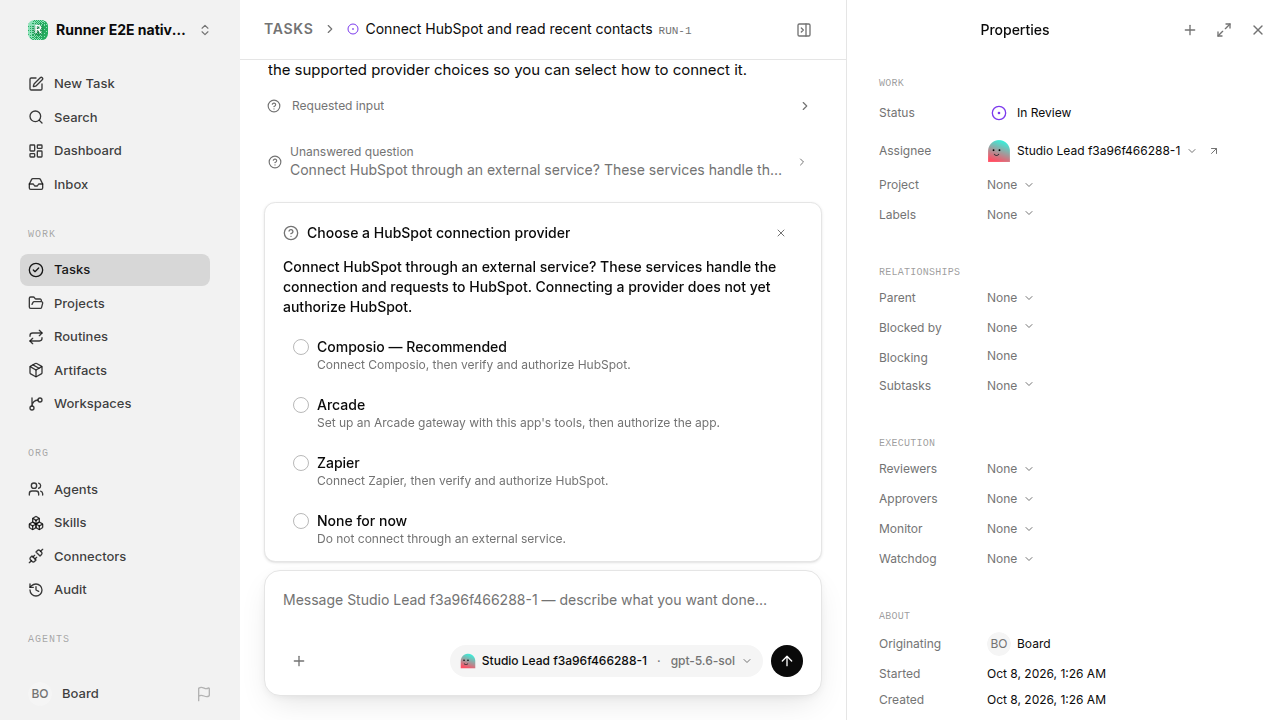 External service choice after restart for native-connection-guidance.runner-codex.local.provider-decline