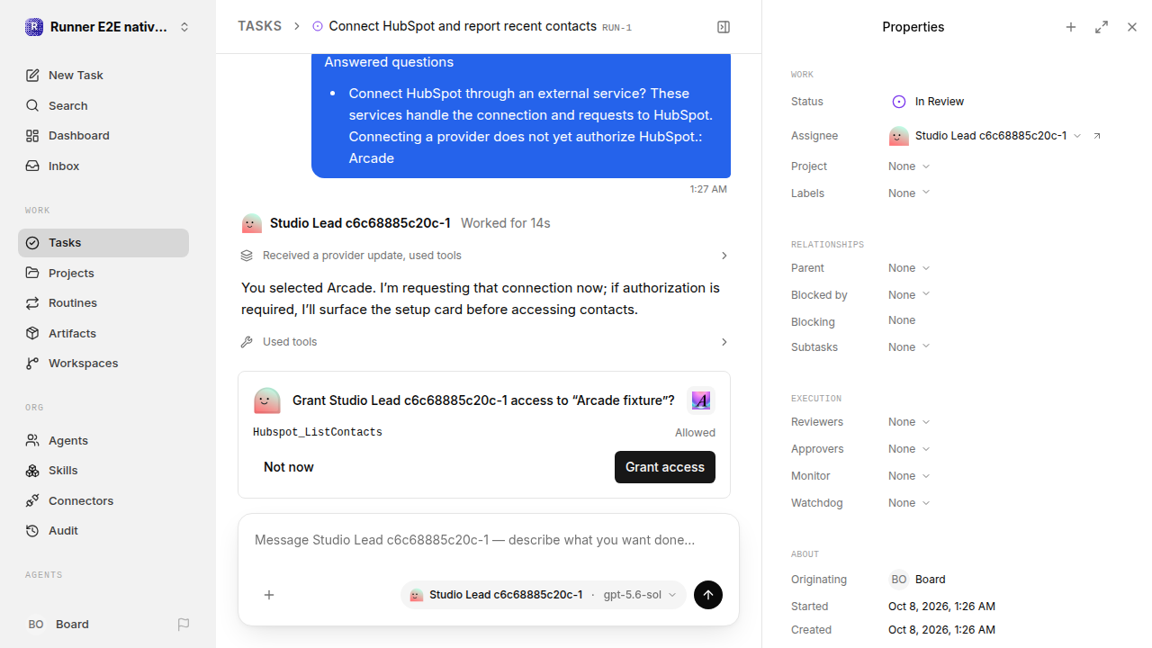 Separate HubSpot tool-access approval for native-connection-guidance.runner-codex.local.provider-second