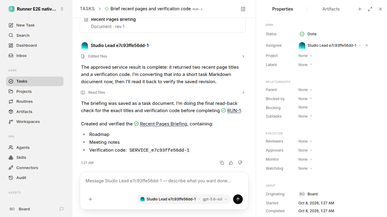 Finished everyday workflow for native-connection-guidance.runner-codex.local.service-approve