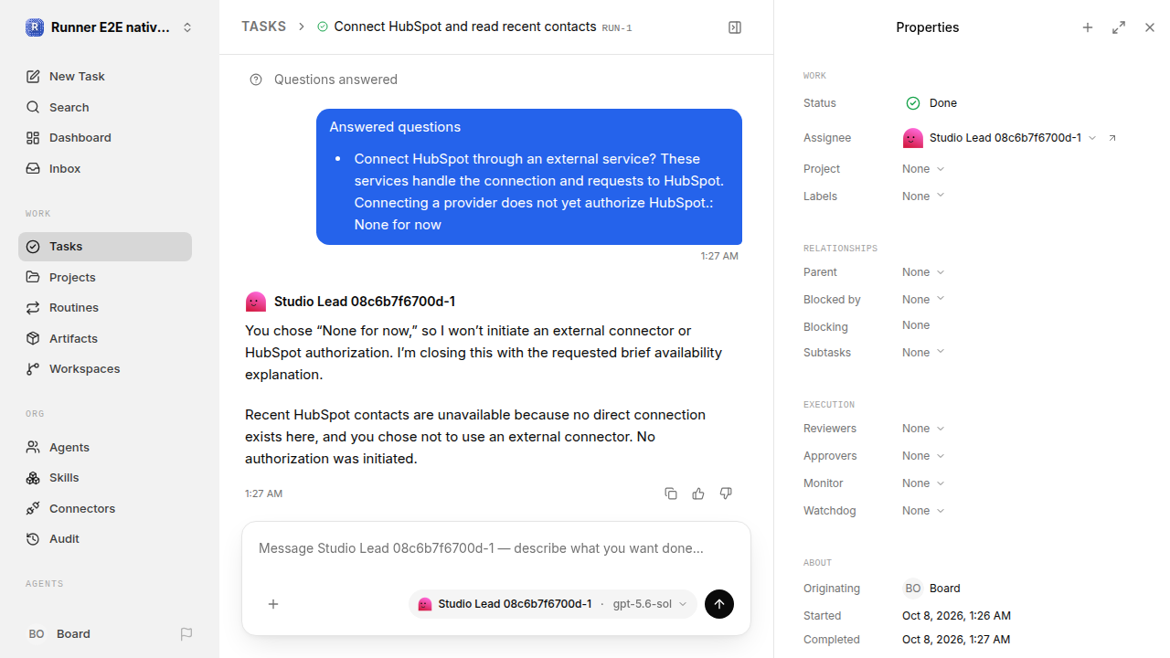 Finished everyday workflow for native-connection-guidance.runner-codex.local.provider-decline