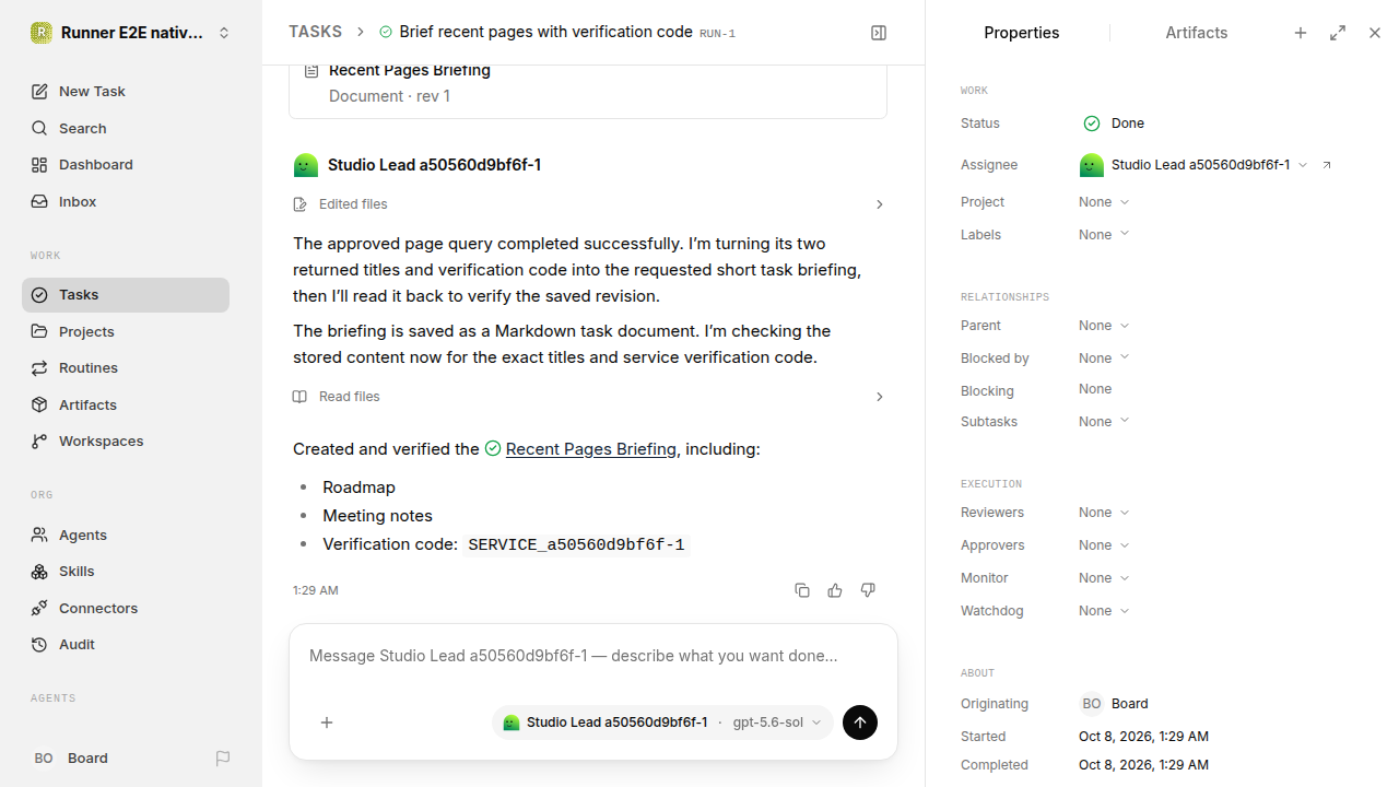 Finished everyday workflow for native-connection-guidance.runner-codex.local.service-approve