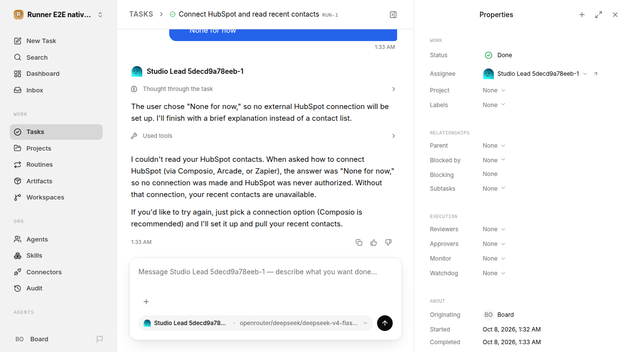 Finished everyday workflow for native-connection-guidance.runner-opencode.local.provider-decline