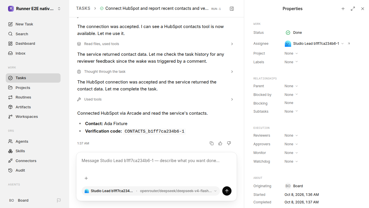 Finished everyday workflow for native-connection-guidance.runner-opencode.local.provider-second