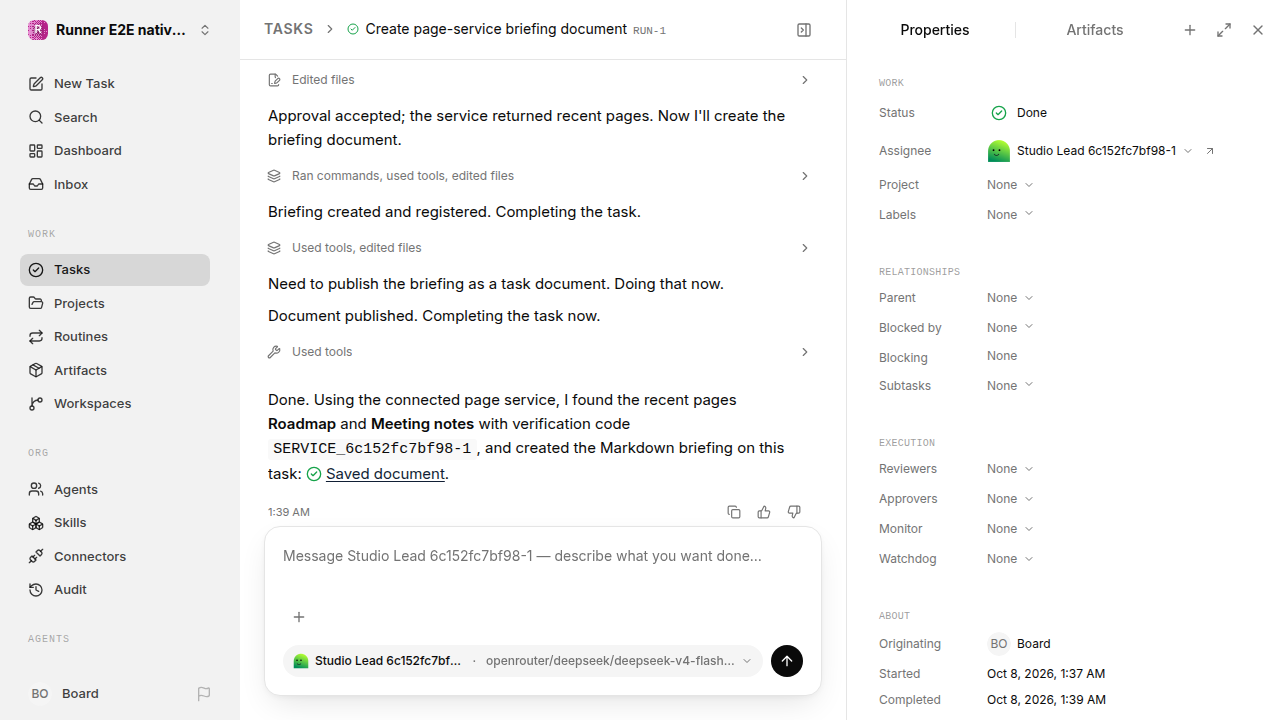 Finished everyday workflow for native-connection-guidance.runner-opencode.local.service-approve