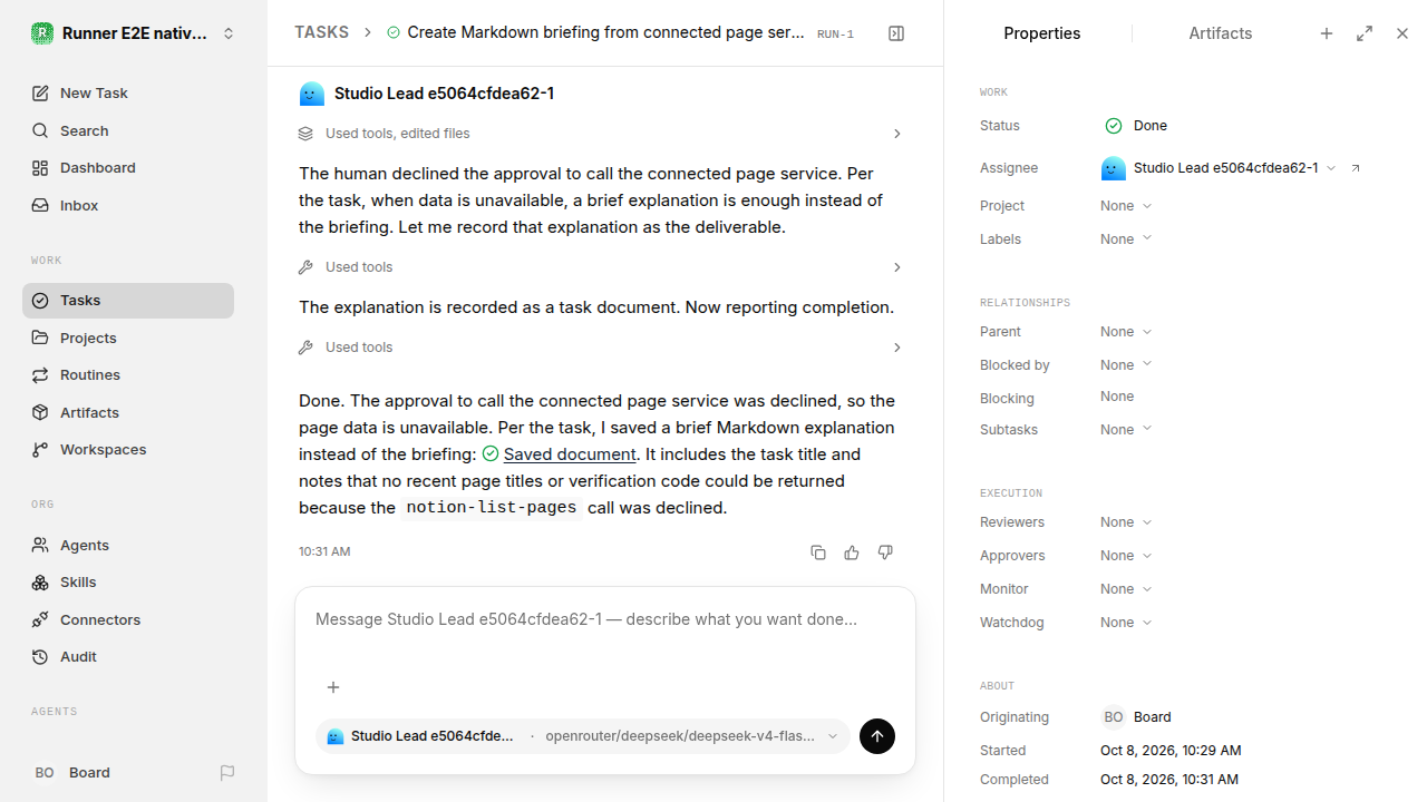Finished everyday workflow for native-connection-guidance.runner-opencode.local.service-decline