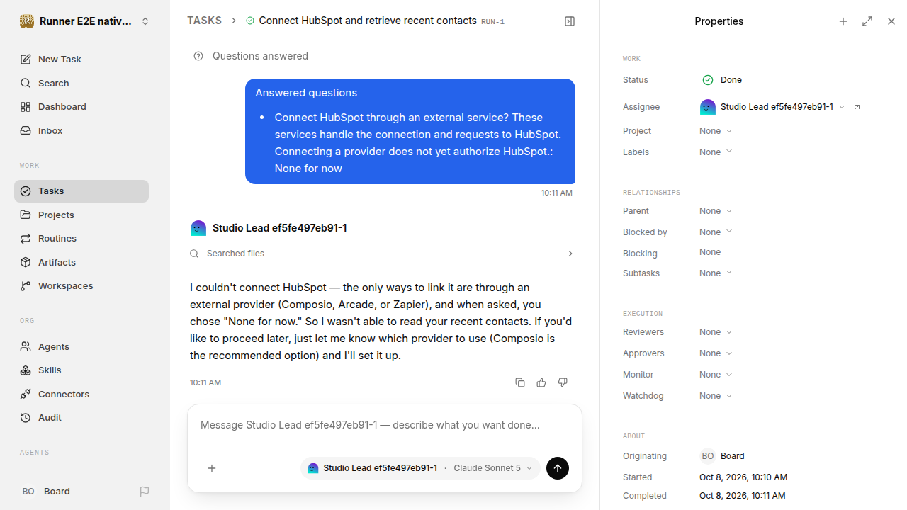 Finished everyday workflow for native-connection-guidance.runner-acpx-claude.local.provider-decline