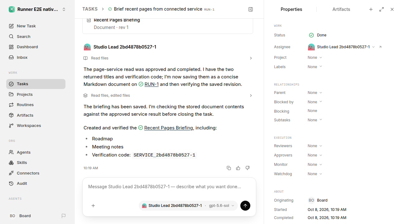Finished everyday workflow for native-connection-guidance.runner-codex.local.service-approve