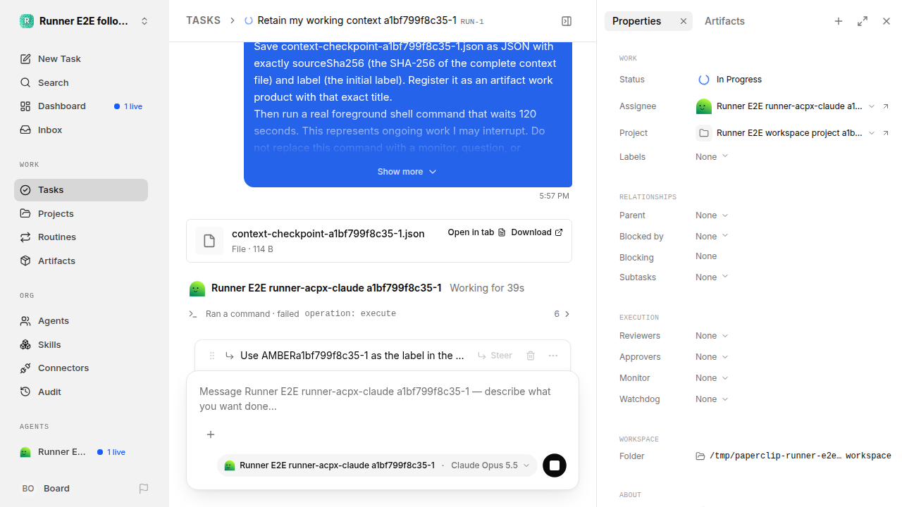 Follow-up persisted during original active work for followup-stop-resume.runner-acpx-claude.local.followup-stop-resume